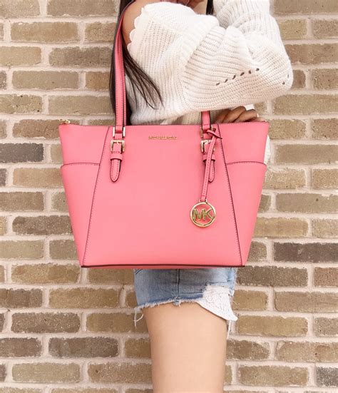 pink leather michael kors bag|michael kors large pink tote.